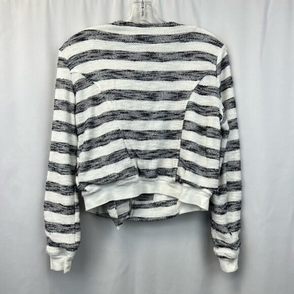 Sanctuary Bomber Jacket Navy/White Stripe Asymmetric Zip Pockets Size Small - Picture 3 of 10